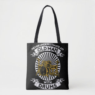 Underskatta aldrig en gammal man med Drums TshirtA Tygkasse