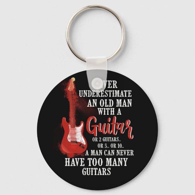 Underskatta aldrig en gammal man med en gitarr nyckelring (Framsida)