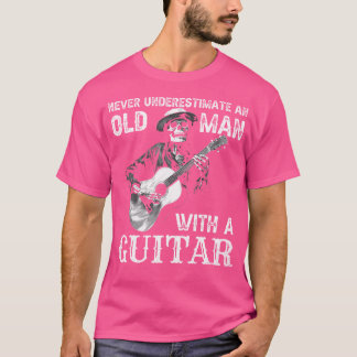 Underskatta aldrig en gammal man med en guitar-fun t shirt