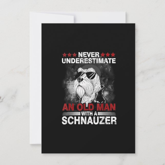 Underskatta aldrig en gammal man med en schnauzer tack kort (Framsida)