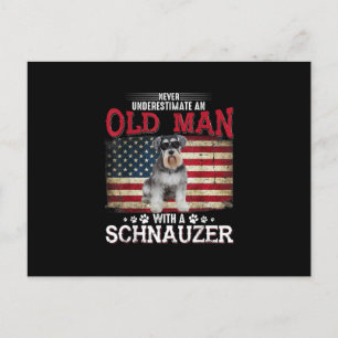 Underskatta aldrig en gammal man med en schnauzer vykort
