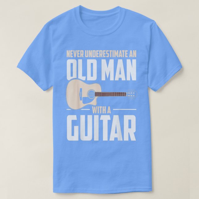 Underskatta aldrig en gammal man med gitarr 11 t shirt (Design framsida)