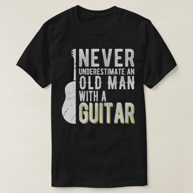 Underskatta aldrig en gammal man med Guitar 2 T Shirt (Design framsida)