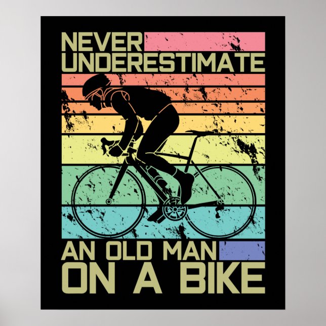 Underskatta aldrig en gammal man på en bike - cykl poster (Framsidan)