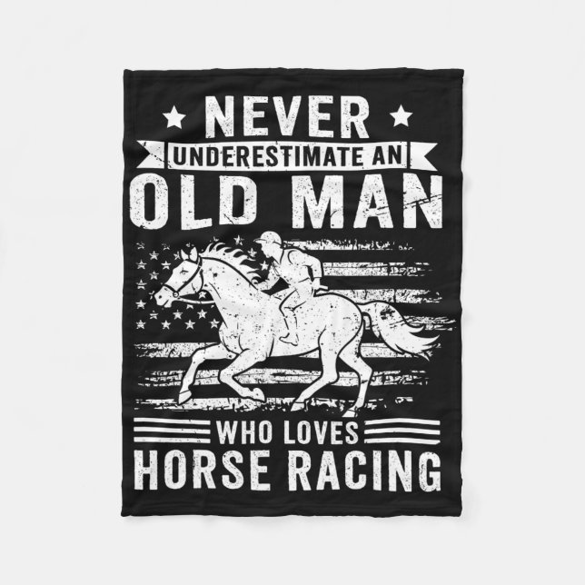 Underskatta aldrig en gammal man som Kärlek Horse  Fleecefilt (Framsidan)