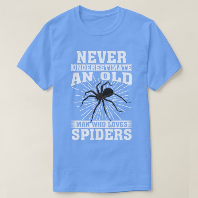 Underskatta aldrig en gammal man som Kärlek spider T Shirt (Design framsida)
