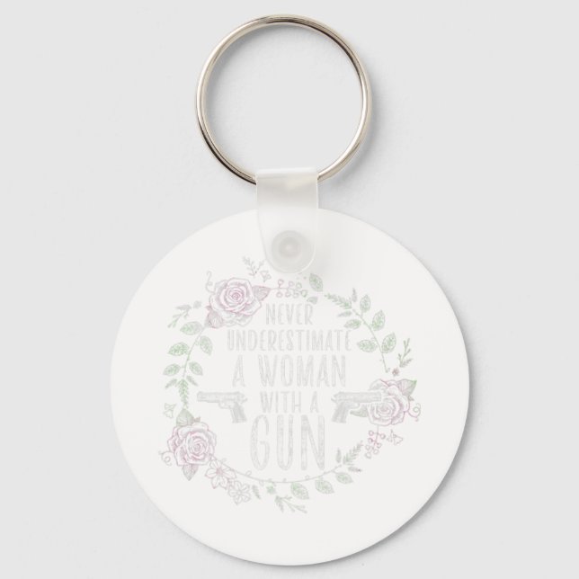 Underskatta aldrig en kvinna med en Gun - Lusnyt A Nyckelring (Framsida)