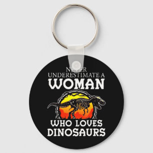 Underskatta aldrig en kvinna som Kärlek Dinosaurs Nyckelring
