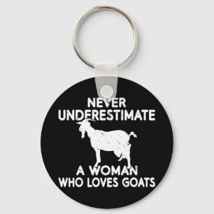 Underskatta aldrig en kvinna som kärlek Goats älsk Nyckelring