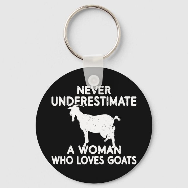 Underskatta aldrig en kvinna som kärlek Goats älsk Nyckelring (Framsida)