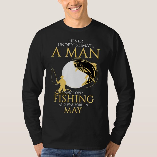 Underskatta aldrig en man som Kärlek fiskar och fi T Shirt (Framsida)