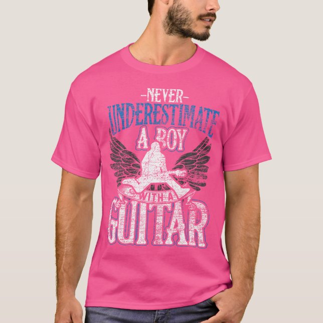 Underskatta aldrig en pojke med en gitarr t shirt (Framsida)
