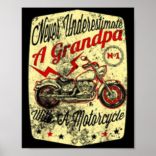 Underskatta aldrig farfar med motorcykel Fu Poster