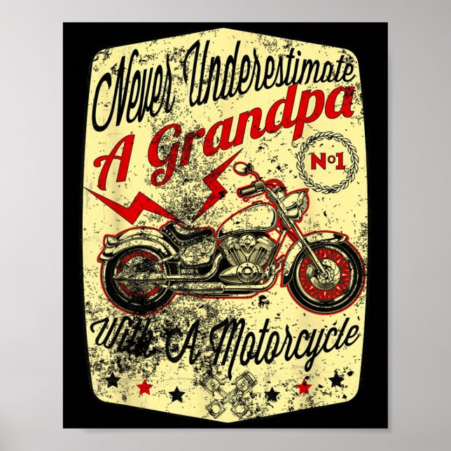 Underskatta aldrig farfar med motorcykel Fu Poster (Framsidan)
