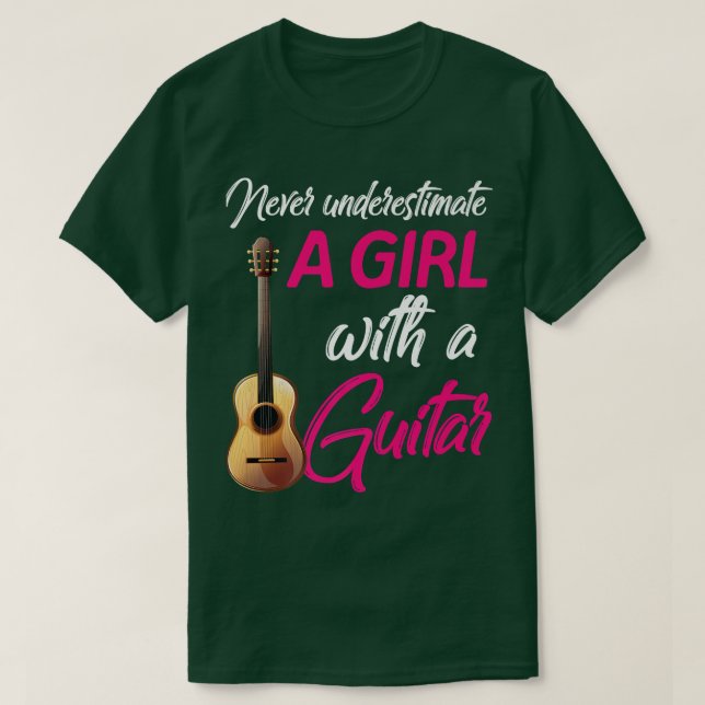 Underskatta aldrig flicka med Guitar Älskare Guita T Shirt (Design framsida)