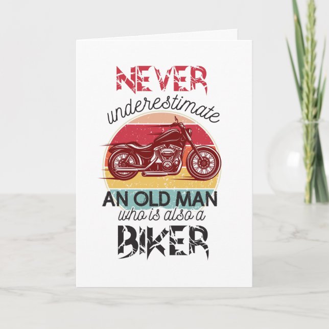 Underskatta aldrig gammal Biker Tack Kort (Framsida)