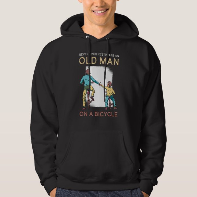 Underskatta aldrig gammal man Bicycle Mountain Bik Hoodie (Framsida)