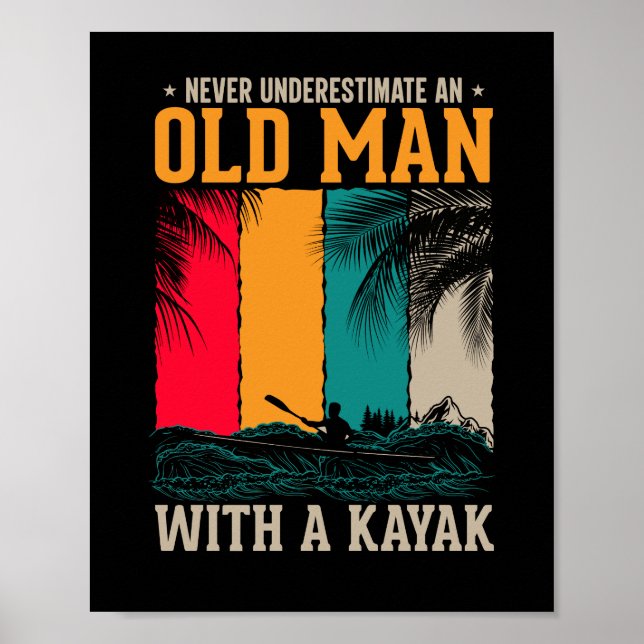 Underskatta aldrig gammal man med Kayak Poster (Framsidan)