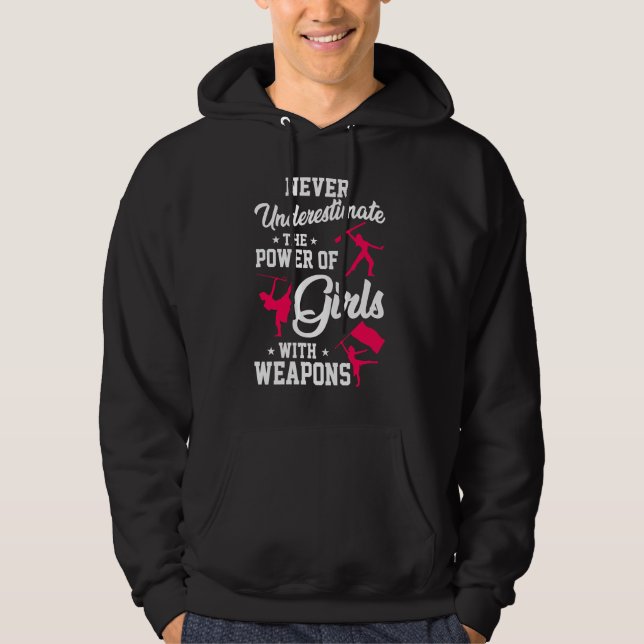 Underskatta aldrig Girls Weapons Färg Guard Marc Hoodie (Framsida)