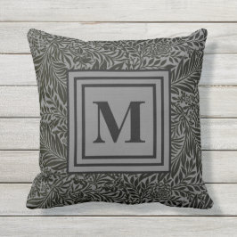 Underskattad Mörk Grått Botanical Mönster Monogram Kudde