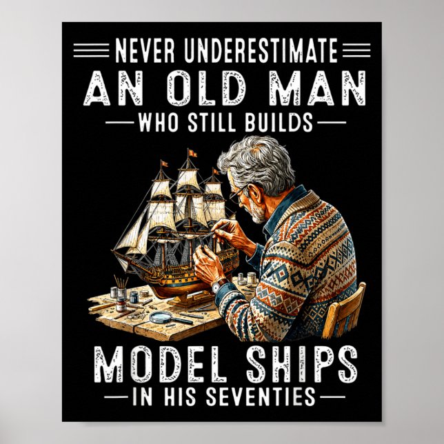 Underskattar inte en gammal man som bygger modells poster (Framsidan)