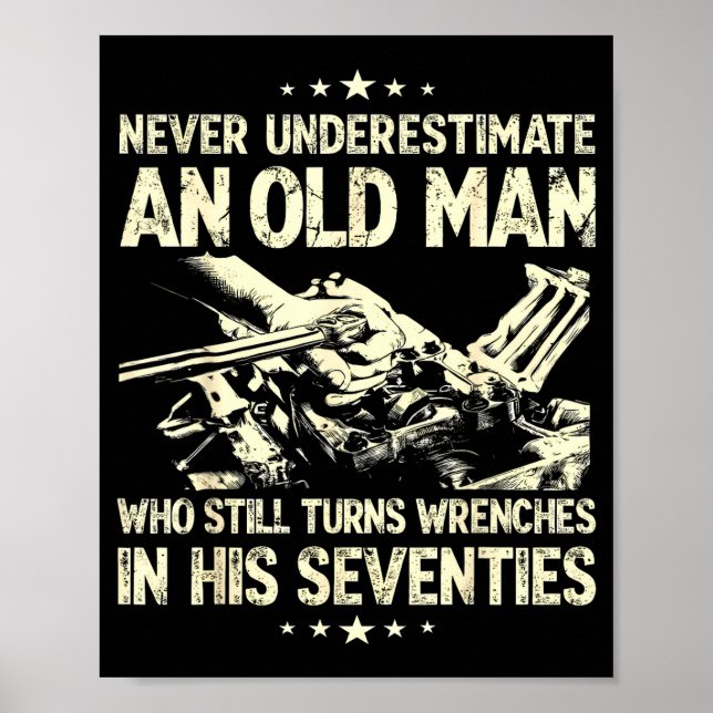 Underskattar inte en gammal man som vrider skiftny poster (Framsidan)