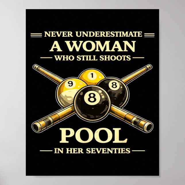Underskattar inte en kvinna som skjuter pool 70-ta poster (Framsidan)