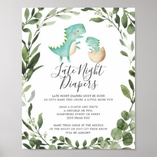 Underskrift av baby Dinosaur Baby Shower Sent Natt Poster