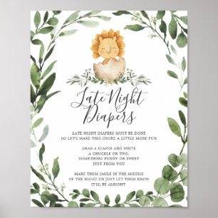 Underskrift av baby Dinosaur Baby Shower Sent Natt Poster