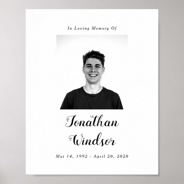 Underskrift av begravningsfoto, Firande av livets  Poster (Framsidan)