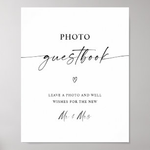 Underskrift av minimalistisk fotoguestbook Bröllop Poster