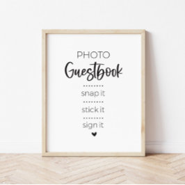 Underskrift av minimalistisk fotoguestbook Party Poster