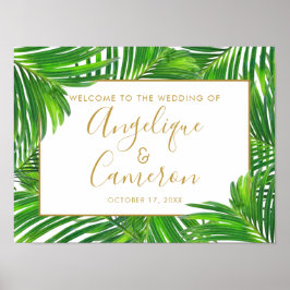 Underskrift av Tropical Handflatan Greenery Beach Poster
