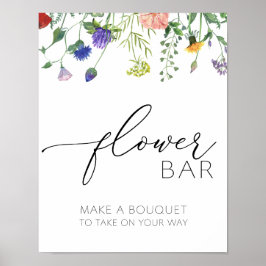 Underskrift av vilda blommor och bin Flower Pub Poster