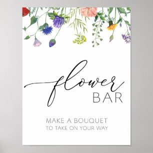 Underskrift av vilda blommor och bin Flower Pub Poster