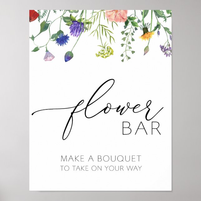 Underskrift av vilda blommor och bin Flower Pub Poster (Framsidan)