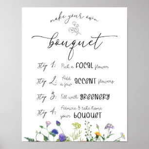 Underskrift av vilda blommor och bin Flower Pub Poster