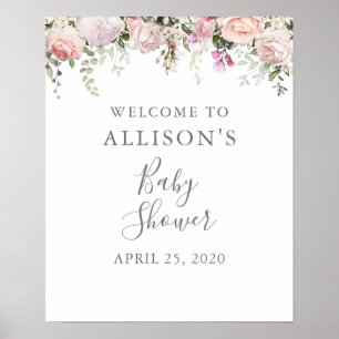 Underskrift för babyskor för Vår Blommigt Poster