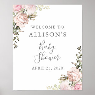 Underskrift för babyskor för Vår Blommigt Poster