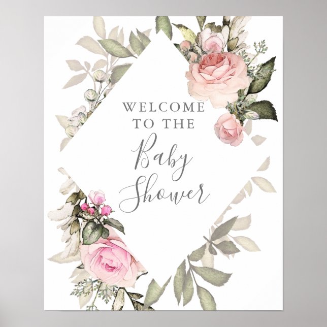 Underskrift för babyskor för Vår Blommigt Poster (Framsidan)