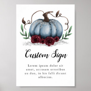 Underskrift för Blue Pumpkin Boy Shower Poster