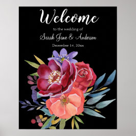 Underskrift för Burgundy& Lila Blommigt Bröllop -  Poster
