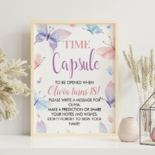 Underskrift för fjäril Birthday Time Capsule Poster