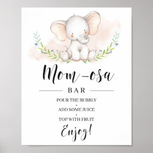 Underskrift för Girl Elephant Baby Shower Mamma-os Poster