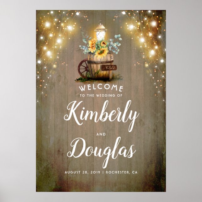 Underskrift för Landsbyggsbröllop av solblommor i  Poster (Framsidan)