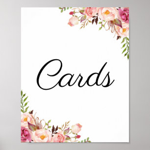 Underskrift för Rustic Rosa Blommigt Bröllopskort Poster