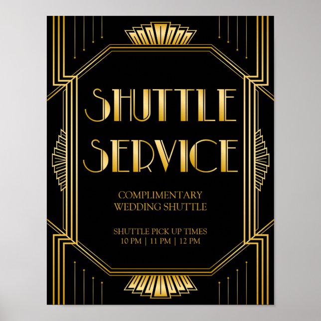 Underskrift för Shuttle Service Bröllop | Gatsby A Poster (Framsidan)