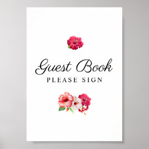 Underskrift från Tropical Blommigt Guest Bok Poster