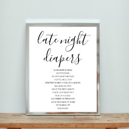 Underskrift om babyutställning sent på natten poster