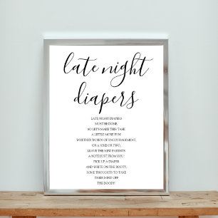 Underskrift om babyutställning sent på natten poster